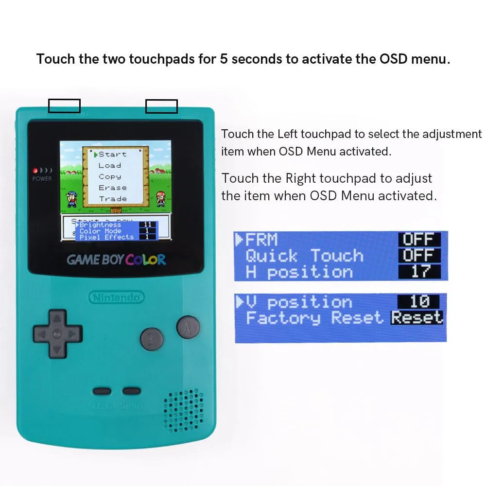 Game Boy Color 2.45 Inch IPS Backlight LCD Screen Replacement Kit [DROP-IN, NO SOLDER] for Gameboy Color GBC (LCD Kit Only)