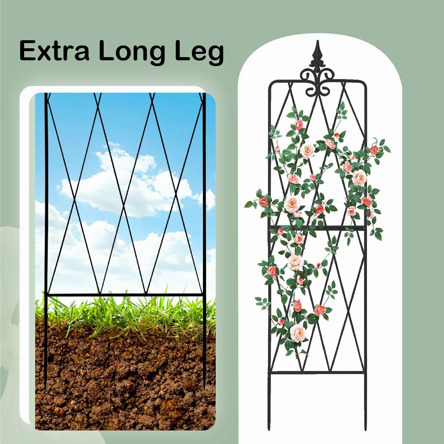 Garden Trellis for Climbing Plants Outdoor, 70"X18" Metal Trellises, Decorative Garden Fencing Flower Trellis with Durable Powder Coating for Vines Plant Rose, Vegetable Support, Black (2, Pattern-A)