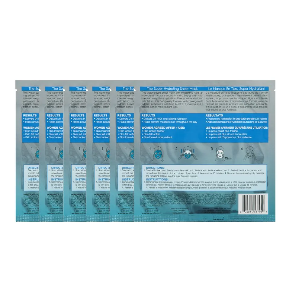 Garnier SkinActive Super Hydrating Sheet Mask, Hydrating, The Super Hydrating 6 Count