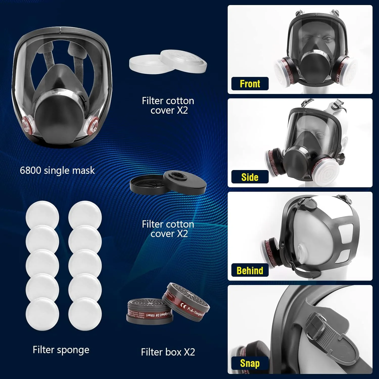 Gas Masks Survival Nuclear and Chemical, Full Face Gas Mask with Activated Carbon Filter