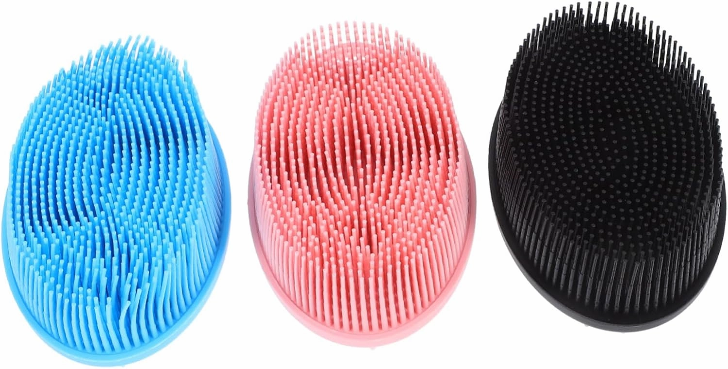 Gatuida 3pcs Soft Silicone Body Scrubber Dual Sided Exfoliating Bath Brush for Deep Cleansing Gentle Skin Care for Sensitive Skin Easy to Clean for Daily Use