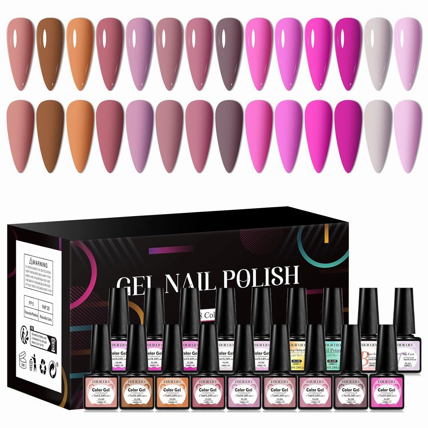 Gel Nail Polish Set 18 Pcs, Nude Neutral Hot Pink Gel Nail Polish Skin Tones Magenta Light Soft Pink Nail Art Gel Design for Women Girl Nail Lovers Gift Salon DIY