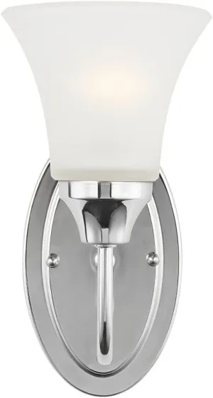 Generation Lighting 41806-05 Holman - 1 Light Wall Sconce, Chrome Finish with Satin Etched Glass, Silver