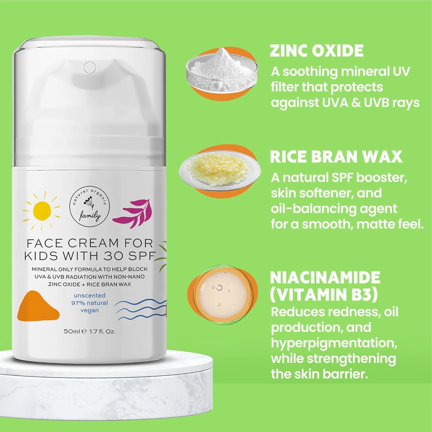 Gentle Face Cream SPF 30 Mineral Face Sunscreen – Lightweight, Non-Greasy Reef-Safe with Zinc Oxide, Niacinamide - Hydrating Botanicals – Broad-Spectrum UV Protection for All Skin Types