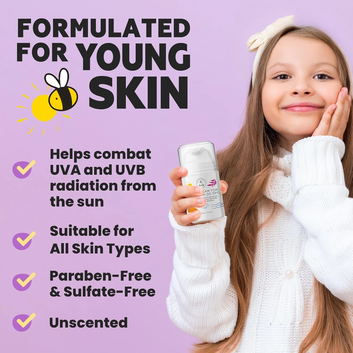 Gentle Face Cream SPF 30 Mineral Face Sunscreen – Lightweight, Non-Greasy Reef-Safe with Zinc Oxide, Niacinamide - Hydrating Botanicals – Broad-Spectrum UV Protection for All Skin Types