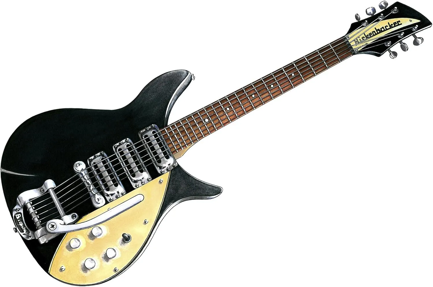 George Morgan Illustration John Lennon's 1958 Rickenbacker 325 Capri POSTER PRINT A1 size
