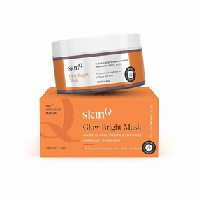 Glow Bright Mask 60gm for Instant Glow in 15 Min (12 Usages) with Vitamin C & Niacinamide | Fights Pigmentation, Tan, Dead Cells & Dark Spots | Facial Clay Mask Suitable for Men & Women