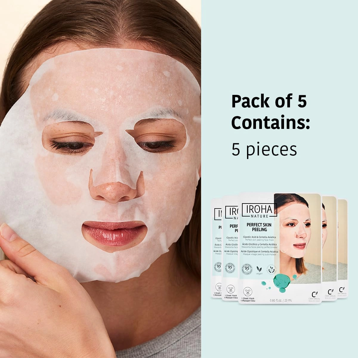 Glycolic Acid Peeling Face Mask (Pack of 5) | Skin Perfecting for a Radiant & Smooth Look | Instant Regeneration in Just 15 Minutes | Clean Beauty | 100% Vegan
