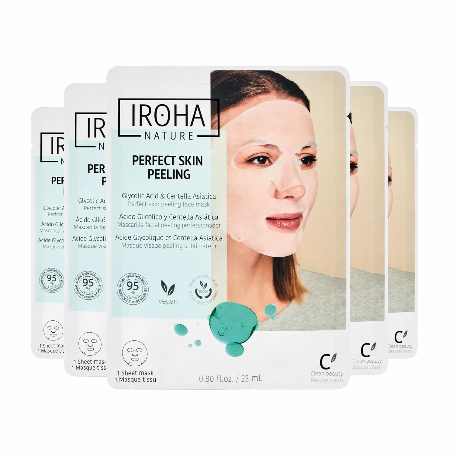 Glycolic Acid Peeling Face Mask (Pack of 5) | Skin Perfecting for a Radiant & Smooth Look | Instant Regeneration in Just 15 Minutes | Clean Beauty | 100% Vegan