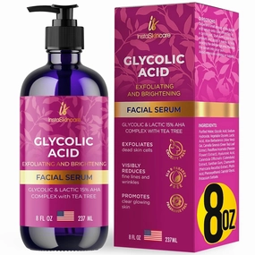 Glycolic Acid Serum for Face 15% Strength - Extra Large Size (8Oz) - Advanced Formula for Enhancing Skin Radiance, Texture Improvement, Addressing Uneven Tone & Fine Lines