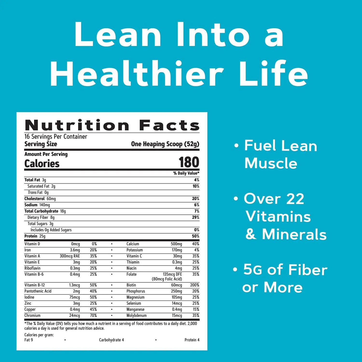 GNC Lean Shake 25 Meal Replacement Powder, Weight Management, With 25g Protein and High Fiber, Keto, Banana, 16 Servings