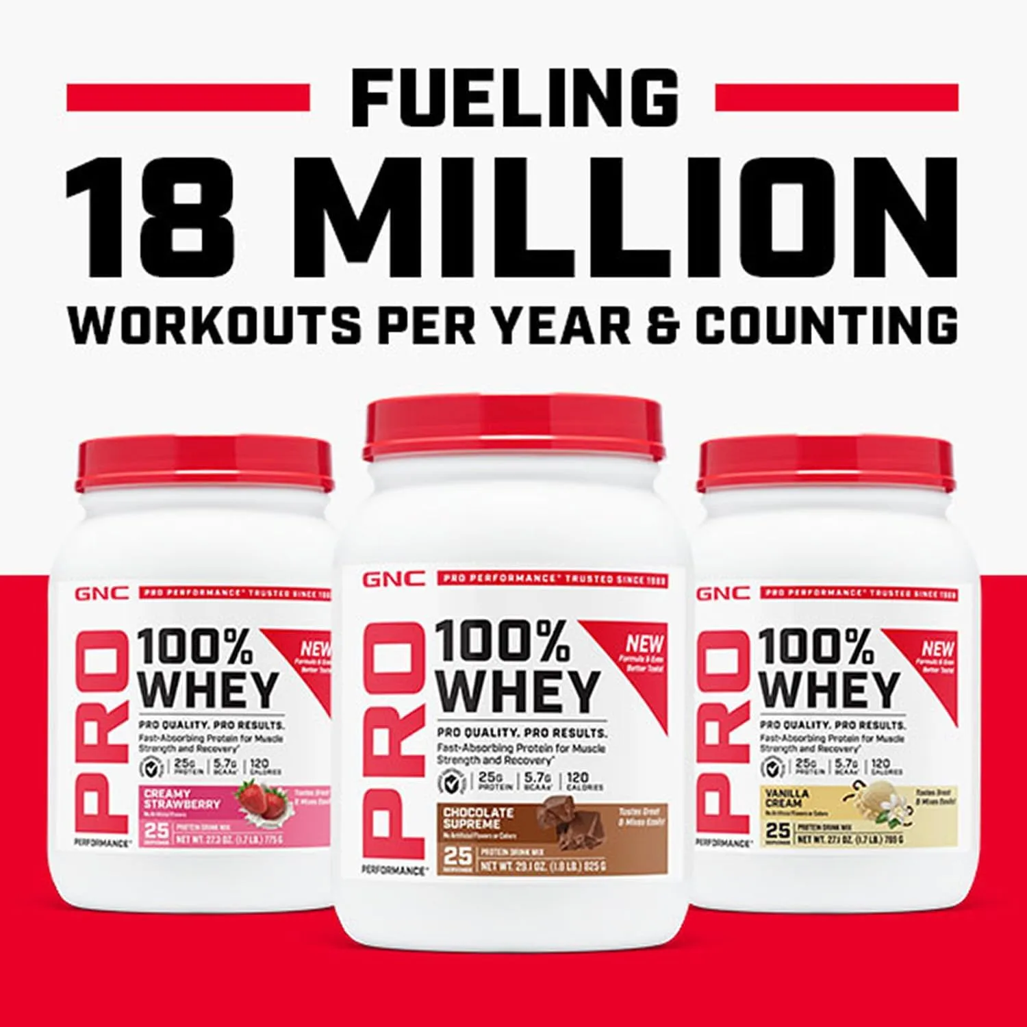 GNC Pro Performance 100% Whey Protein Powder | Fast Absorbing Protein, Muscle Strength and Recovery | Banana Cream | 25 Servings