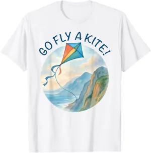Go Fly a Kite! Watercolor Kite Over Coast Nature Art T-Shirt