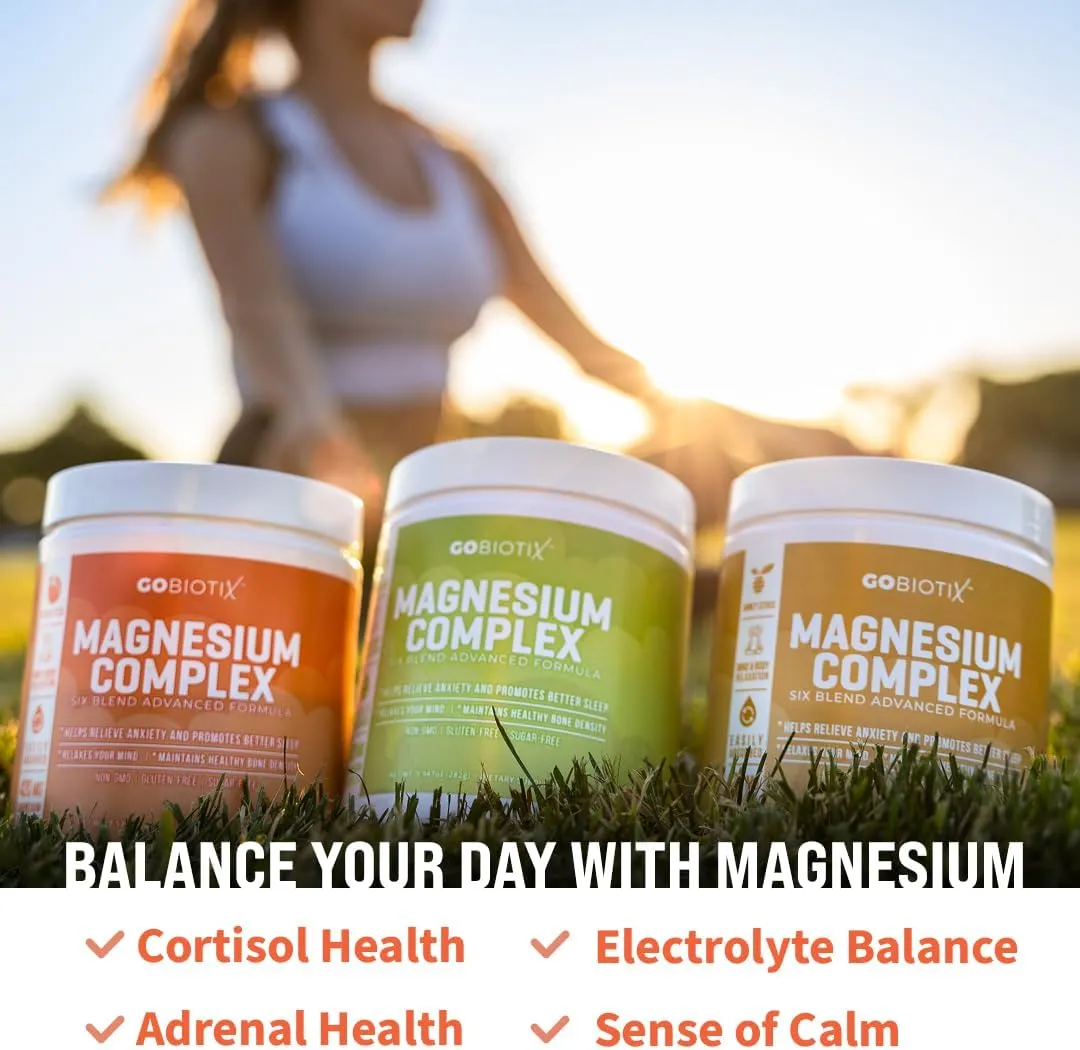 GoBiotix Magnesium Glycinate Powder – Cortisol Supplement for Women and Men – High Absorption Magnesium Complex Calm Supplement with Citrate, Malate – Sugar Free – 420 mg, 60 Servings, Peach Tea