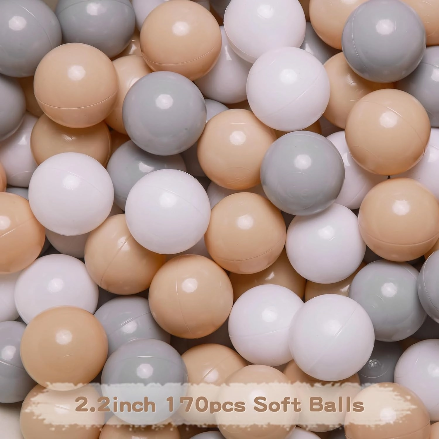 GOGOSO Ball Pit Balls Crush Proof Non-Toxic Plastic Balls Babies Kids Toy Bulk Pack 170pcs 2.2inchs, Cream Gray White
