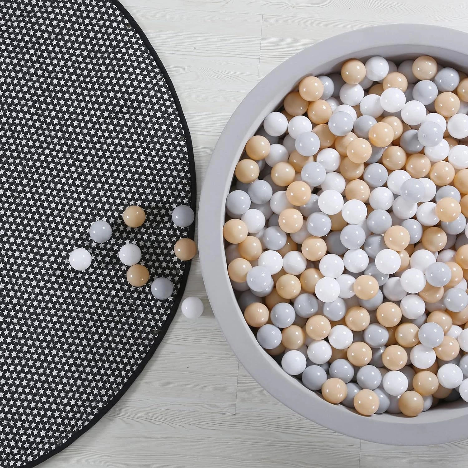 GOGOSO Ball Pit Balls Crush Proof Non-Toxic Plastic Balls Babies Kids Toy Bulk Pack 170pcs 2.2inchs, Cream Gray White