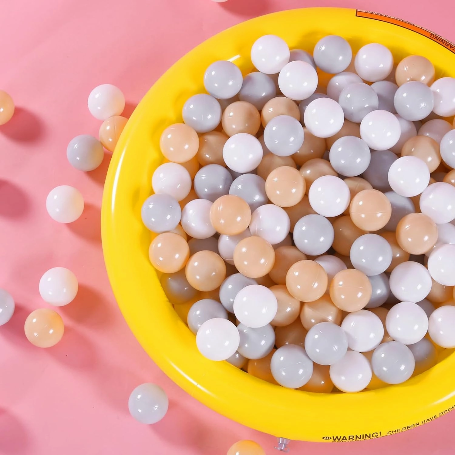 GOGOSO Ball Pit Balls Crush Proof Non-Toxic Plastic Balls Babies Kids Toy Bulk Pack 170pcs 2.2inchs, Cream Gray White