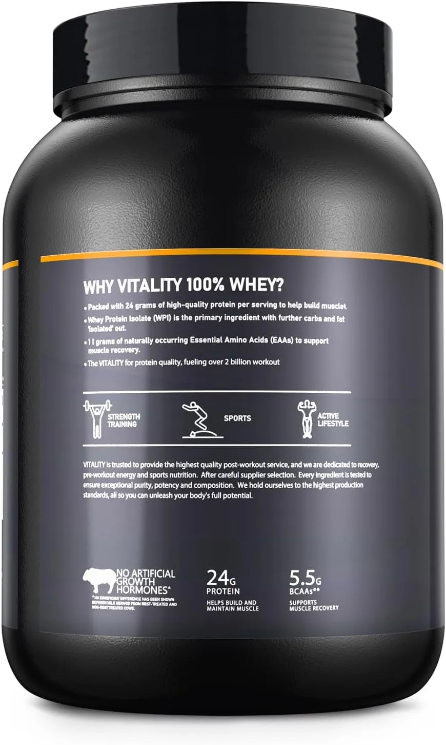 Gold Standard Whey Protein Powder, Vanilla Ice Cream, 24g Protein per Serving, Low Sugar, Fast Absorbing, 2LB Tub – Ideal for Muscle Recovery & Active Lifestyles