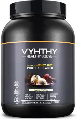 Gold Standard Whey Protein Powder, Vanilla Ice Cream, 24g Protein per Serving, Low Sugar, Fast Absorbing, 2LB Tub – Ideal for Muscle Recovery & Active Lifestyles