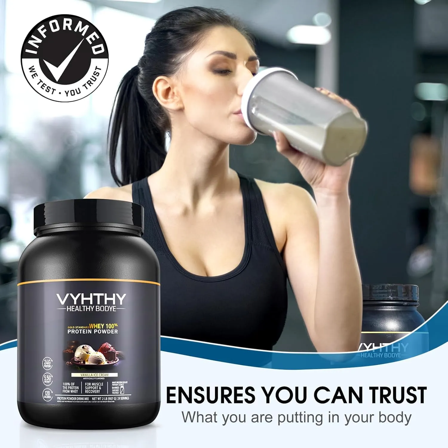 Gold Standard Whey Protein Powder, Vanilla Ice Cream, 24g Protein per Serving, Low Sugar, Fast Absorbing, 2LB Tub – Ideal for Muscle Recovery & Active Lifestyles