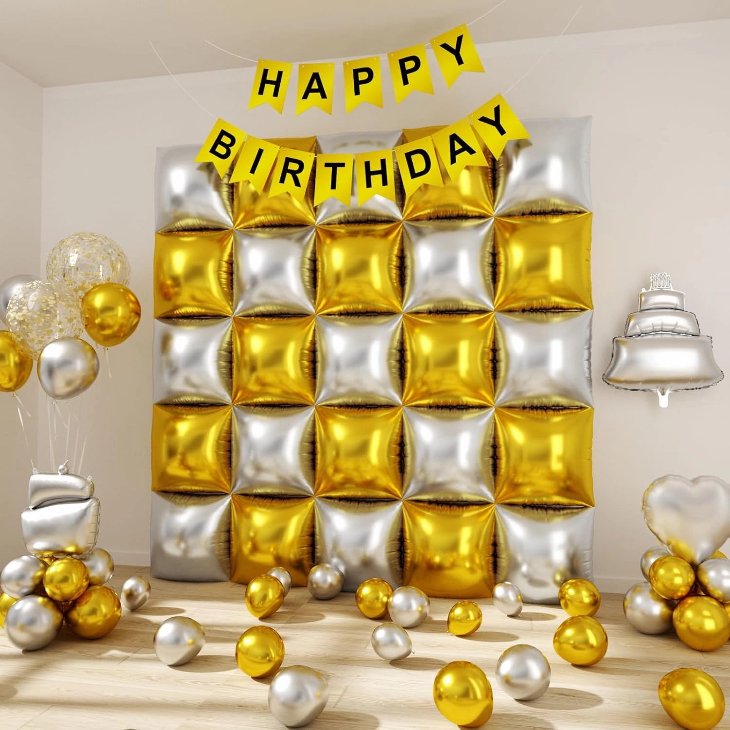 Gold and Silver Balloons Wall Tunnel Backdrop Double Sided Metallic Balloon Arch Garland Kit For Christmas New Year Graduation Birthday Party Backdrop Decorations