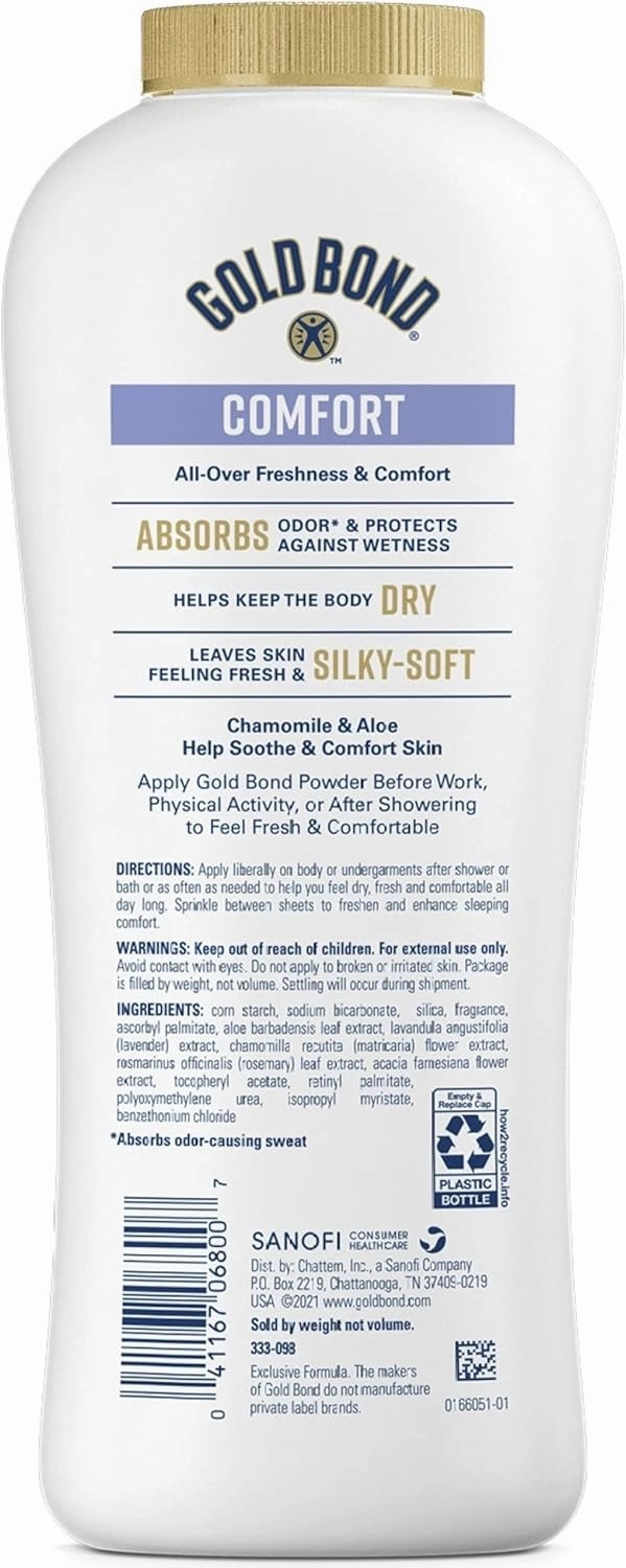 Gold Bond Ultimate Comfort Body Powder 10 oz. (Pack of 3), Talc-Free Formula with Aloe & Chamomile