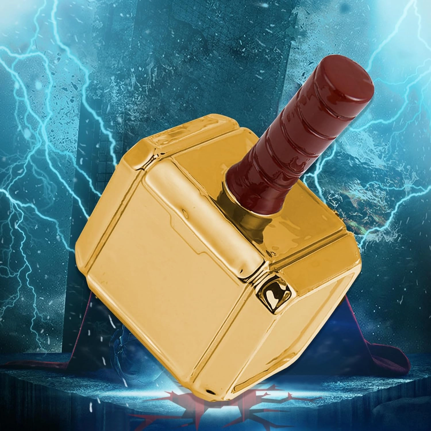 Gold Thor Hammer Mug, Funny Shaped Coffee Mug, Marvel Themed 3D Mugs, Ceramic Novelty Gift Cup, Personalised Cartoon Gifts for Men, Ideal for Office Decorations and Collectibles, 600ml