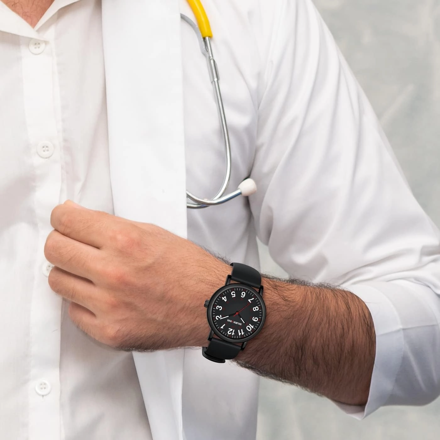 GOLDEN HOUR Waterproof Nurse Watch for Medical Professionals, Students Women Men - Military Time Luminouse Easy Read Dial, 24 Hour with Second Hand, Colorful Silicone Band