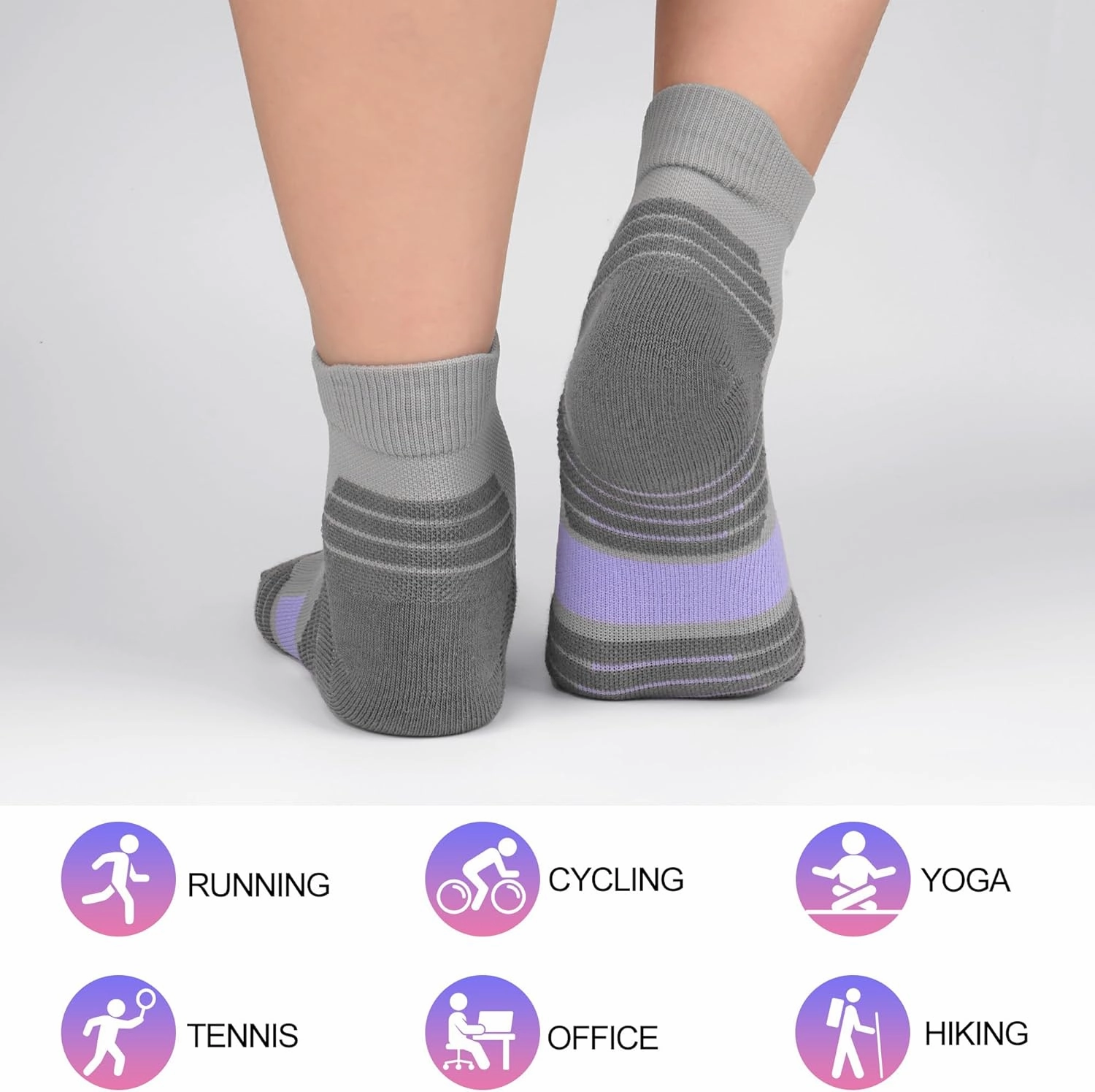 Gonii Ankle Socks Womens Hiking Running Cushioned Quarter Athletic Socks 3 Pairs