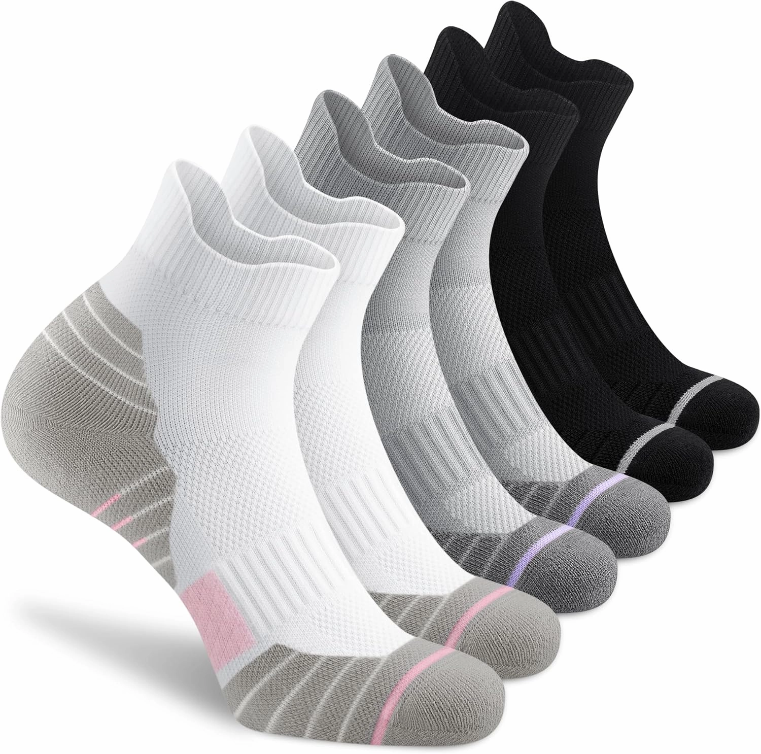 Gonii Ankle Socks Womens Hiking Running Cushioned Quarter Athletic Socks 3 Pairs