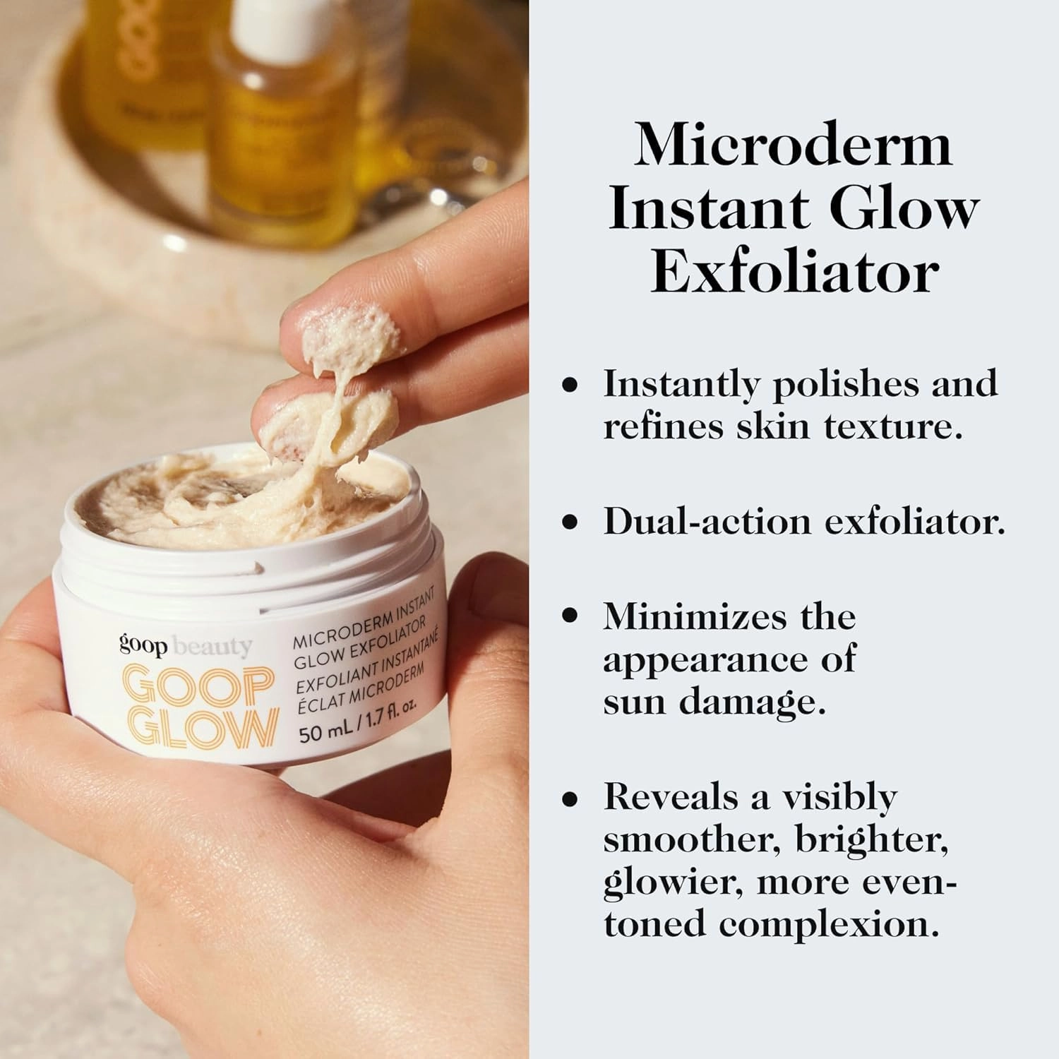 goop Beauty Microderm Face Exfoliator 2-Pack | At-Home Microdermabrasion with Glycolic Acid & Exfoliating Minerals | Smooths Skin Texture | Clean Face Scrub | Silicone & Paraben Free | 1.7 fl oz