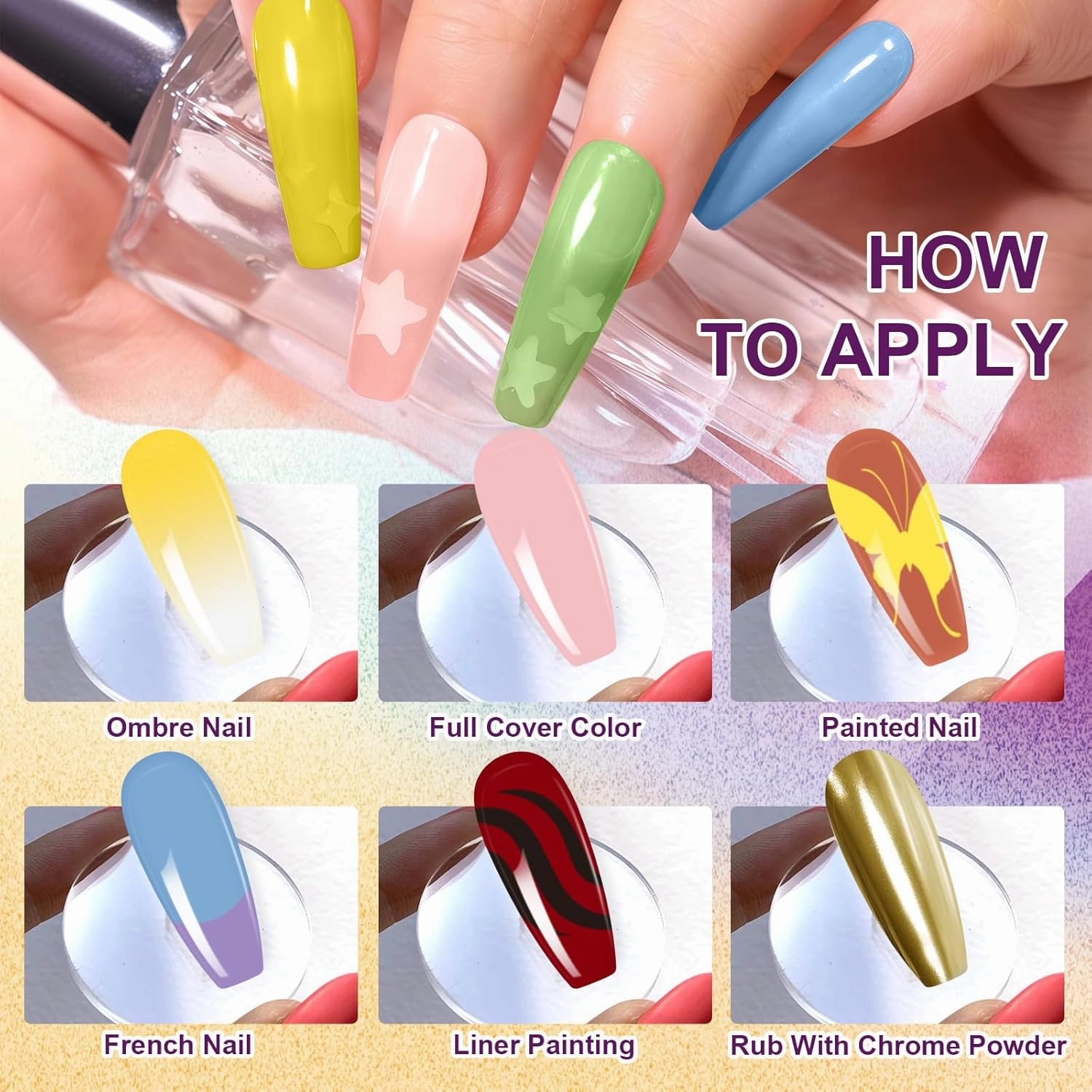 Gradient Painting Gel, 16 Colors Ombre Gel Nail Polish for Ombre Nails Aura Nails, French Manicure DIY Nail Art, Long-lasting High-glossy No-wipe Home DIY Palette A5