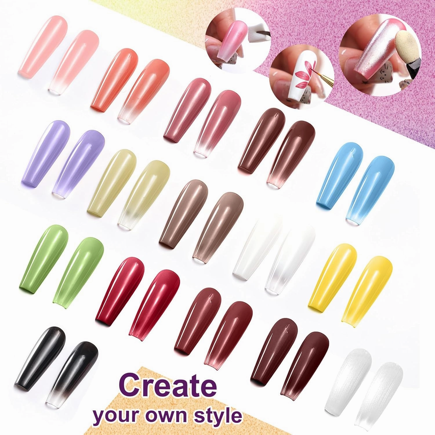 Gradient Painting Gel, 16 Colors Ombre Gel Nail Polish for Ombre Nails Aura Nails, French Manicure DIY Nail Art, Long-lasting High-glossy No-wipe Home DIY Palette A5
