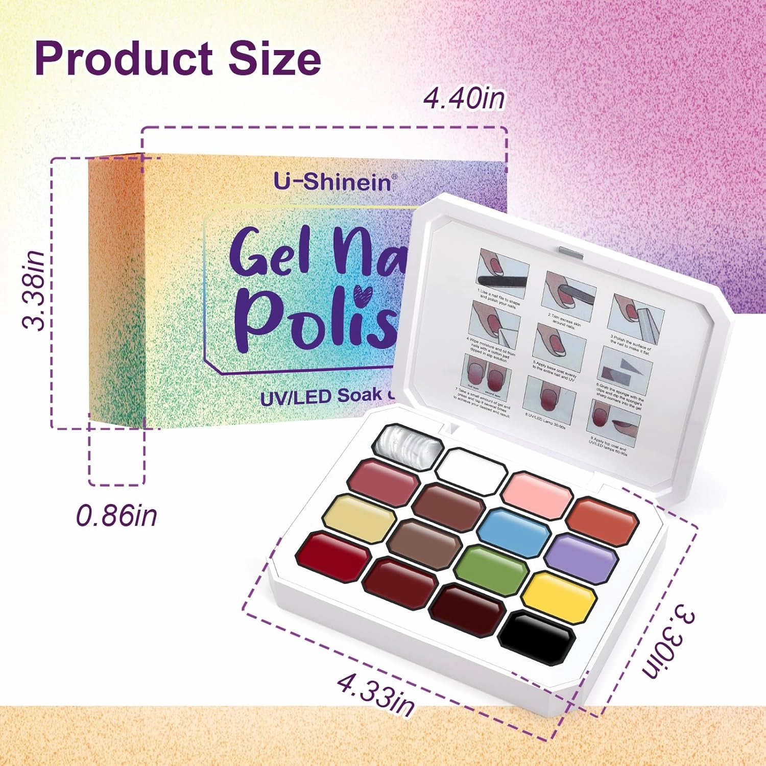 Gradient Painting Gel, 16 Colors Ombre Gel Nail Polish for Ombre Nails Aura Nails, French Manicure DIY Nail Art, Long-lasting High-glossy No-wipe Home DIY Palette A5