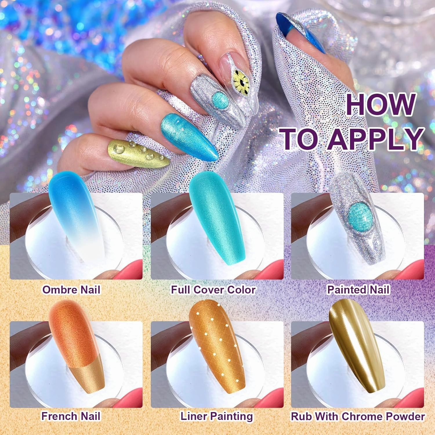 Gradient Painting Gel, 9 Colors Ombre Gel Nail Polish with 100Pcs Nail Sponges & 4 Claws Metal Grabber, Sponging for Ombre Nails Aura Nails, French Manicure Satin Metal
