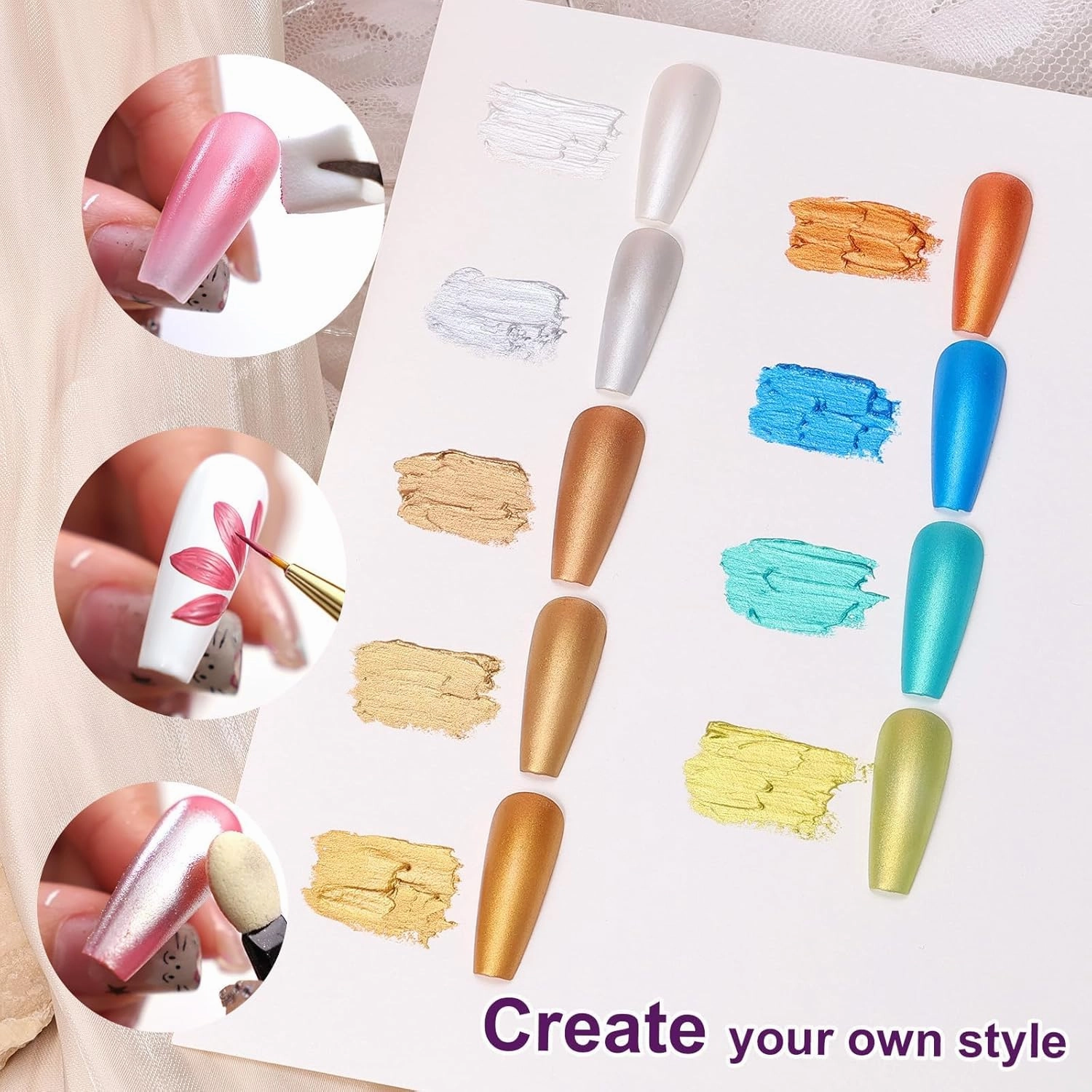 Gradient Painting Gel, 9 Colors Ombre Gel Nail Polish with 100Pcs Nail Sponges & 4 Claws Metal Grabber, Sponging for Ombre Nails Aura Nails, French Manicure Satin Metal