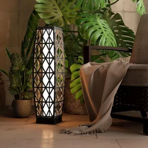 Grand patio Outdoor Solar Powered Wicker Floor Lamp Outdoor Weather-Resistant Deck Light for Garden Porch - Silver Gray, Large Cindy