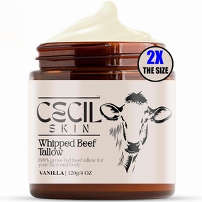 Grass-Fed Beef Tallow for Skin & Face – 4oz Organic Moisturizer – Deep Hydration, Fast-Absorbing & Non-Greasy Body & Face Cream