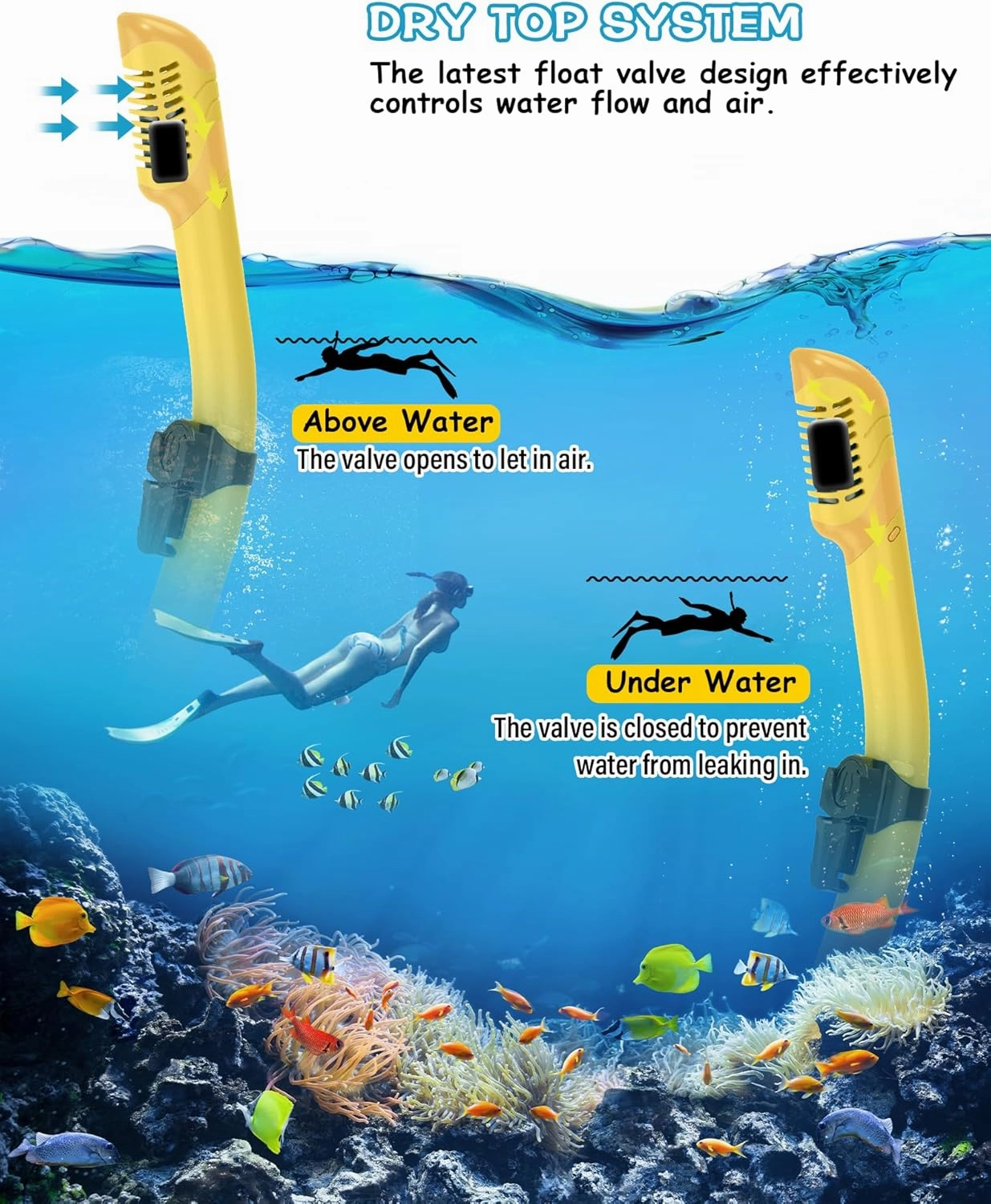 Greatever Snorkeling Gear for Kids, Dry Snorkel Set Panoramic View Snorkel Mask, Anti-Fog Scuba Diving Mask for Kids Youth Age 6-14, Unisex Swimming Goggles