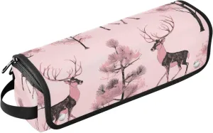 Hair Tool Travel Bag with Heat Resistant Mat Carrying Case Flat Curling Iron Waterproof Organizer for Curling Iron Straightener Flat Hair Dryer, Peach Reindeer Jungle Portable Travel
