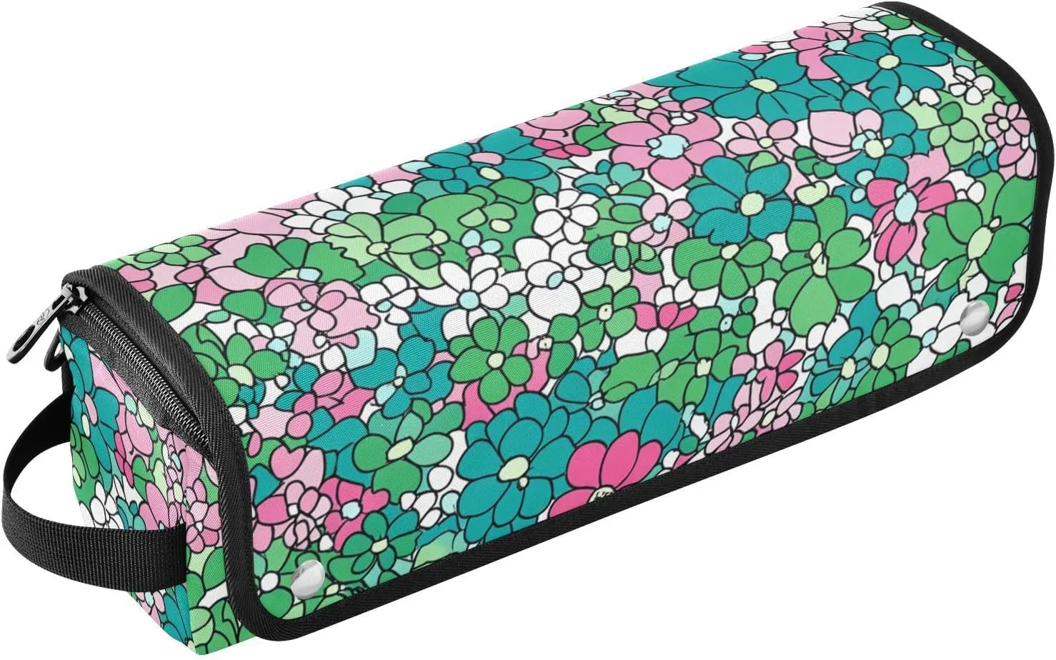 Hair Tool Travel Bag with Heat Resistant Mat Portable Hair Styling Tool Organizer for Straigheners, Curling Iron, Hair Dryer, Cactus Succulent Turquoise Green Peach Travel Accessory