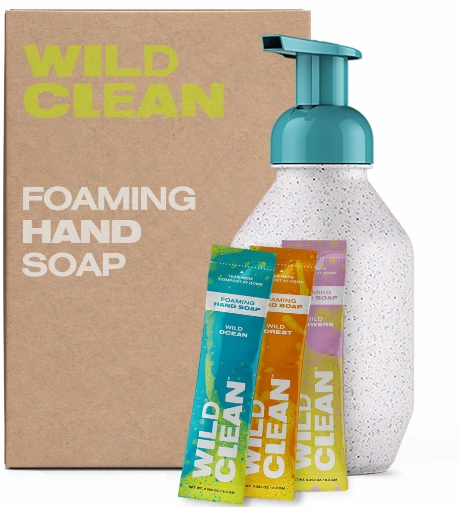 Hand Soap Starter Kit - 1 Refillable Hand Soap Container   3 Powder Refills, Variety Scents, Eco-Friendly Products & Cleaning Supplies, 3 x 11 Fl oz Bottles (33 FL oz total)