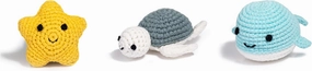 Handcrafted Sea Animal Plush Toys Set - Adorable Sea Turtle, Cute Starfish, and Blue Whale, Vibrant Colors, Soft Yarn, Detailed Craftsmanship, Perfect for Imaginative Play and Ocean