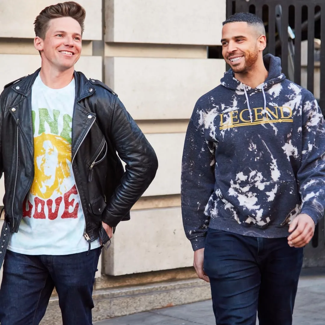 Hard Rock Unisex Bob Marley Hoodie Bleach Washed Black