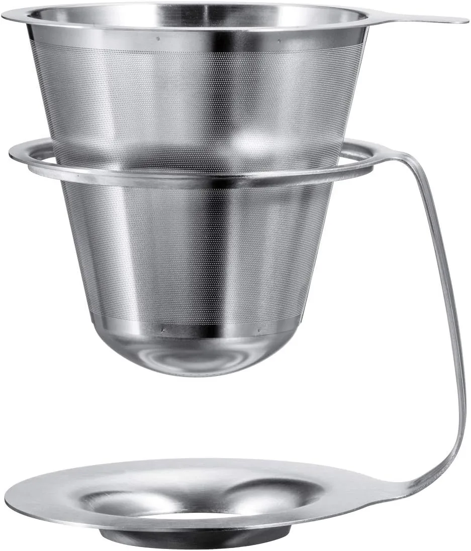 HARIO KDD-02-HSV Double Stainless Steel Dripper Kasuya Model, For 1-4 Cups, Hairline Silver