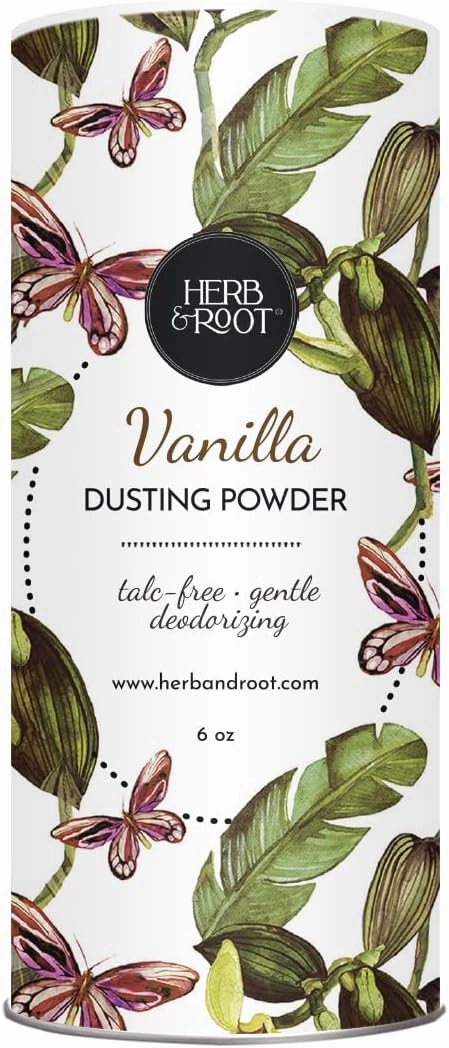 Herb & Root Talc-Free Body Powder Gift Set (Oprah's Favorite Things): Lavender, Rose, Vanilla Scents with Puff - Organic Arrowroot, Cornstarch, Dusting & Foot Powder for Women & Men