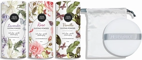 Herb & Root Talc-Free Body Powder Gift Set (Oprah's Favorite Things): Lavender, Rose, Vanilla Scents with Puff - Organic Arrowroot, Cornstarch, Dusting & Foot Powder for Women & Men