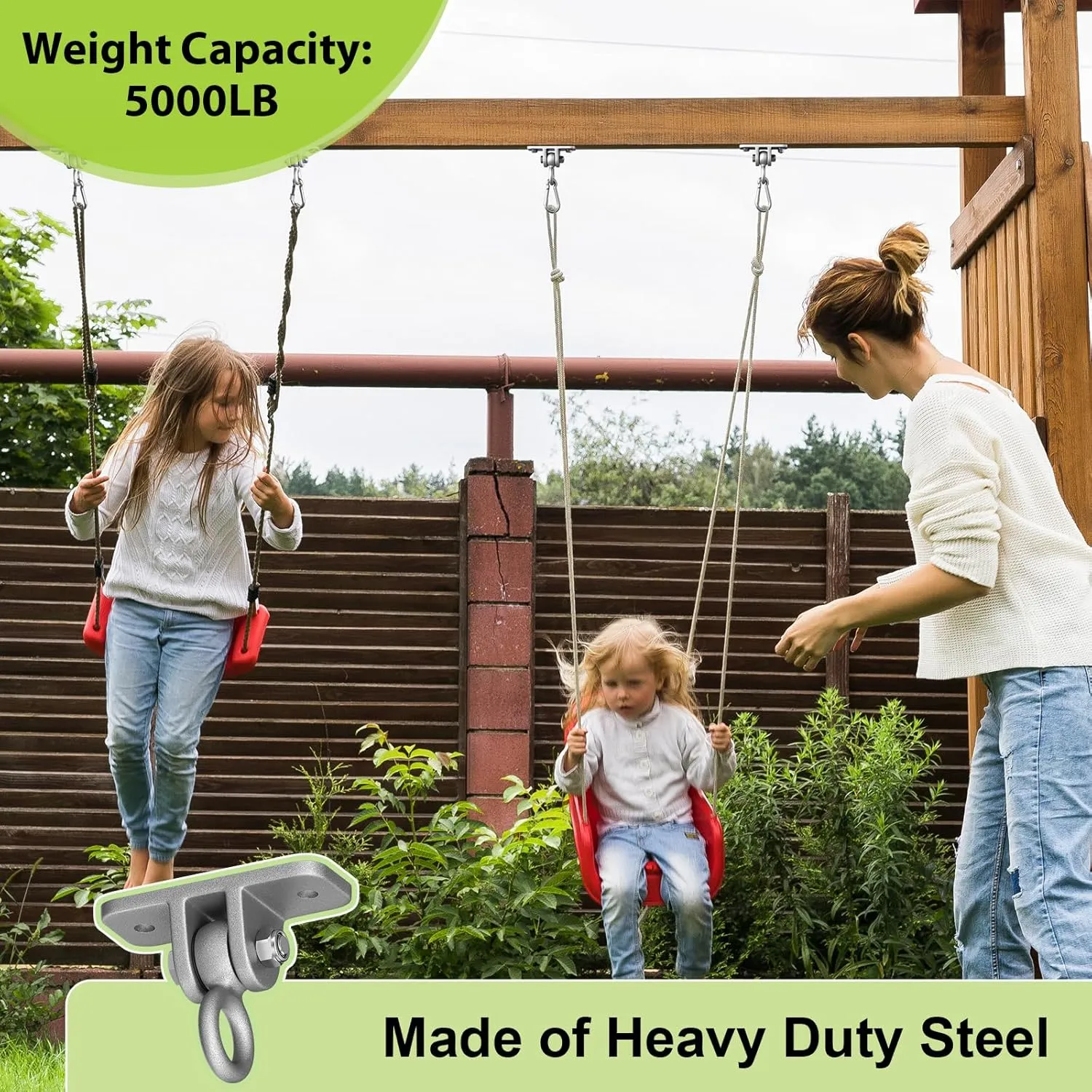 Highpro Swing Hangers for Wooden Sets Pack of 4 Heavy Duty Swingset Hardware with Locking Hooks for Porch, Patio, Playground Indoor/Outdoor, Silver