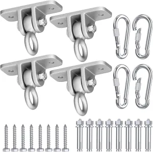 Highpro Swing Hangers for Wooden Sets Pack of 4 Heavy Duty Swingset Hardware with Locking Hooks for Porch, Patio, Playground Indoor/Outdoor, Silver