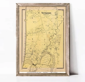 Historic Map Poster of Yonkers (South) Hudson Park Westchester County New York Genealogy | 11x17 12x18 16x24 24x36 Unframed Print Wall Art | Vintage Antique Rustic Gift | Home Office Decor